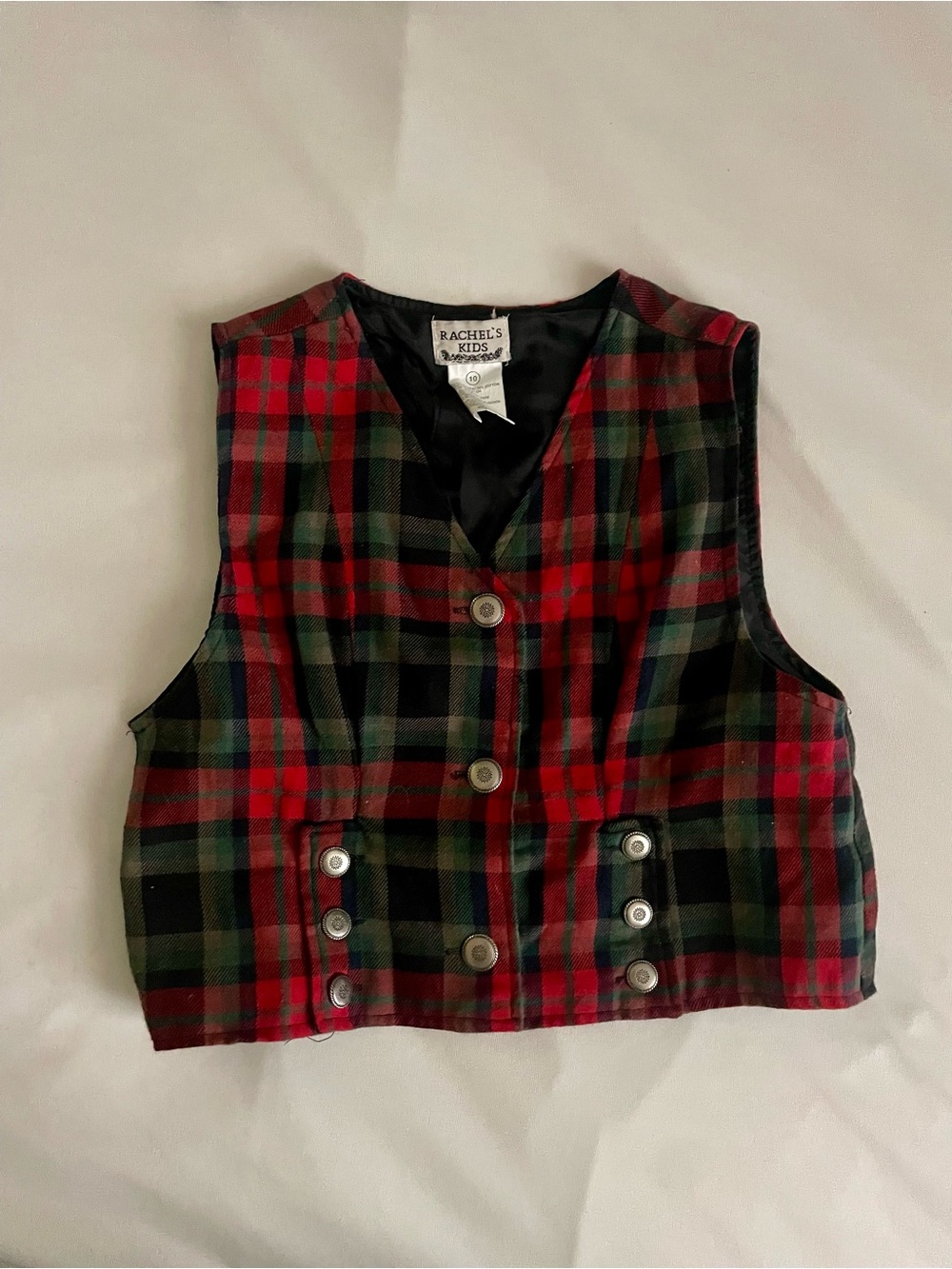Red & Green Plaid Kids Vest